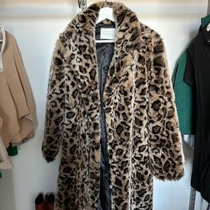 Zara Faux Leopard Mid Length Coat